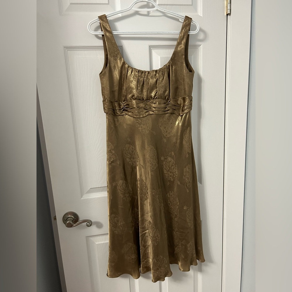 Evan Picone Gold Floral Midi Dress